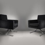 Pair of 'Luge' armchairs by Joseph-Andre Motte