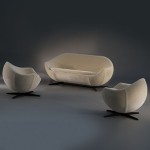 'Mars' set of armchairs and sofa by Pierre Guariche