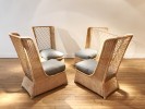 Set of 4 rattan slipper chairs by Etienne Henri Martin