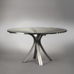 Large rond table with glass top by Xavier-Féal
