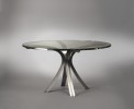 Grande table ronde avec plateau en verre de Xavier-Féal
