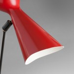 Rare pair of red lacquered wall light with double ball joint by Robert Mathieu