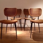 Série de 4 chaises en rotin de Janine Abraham, Ed. Rougier
