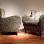 Paire de fauteuils italiens 1950, tissu Maison Lelièvre