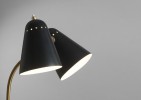 Lampe double abat-jour en métal laqué noir de Robert Mathieu